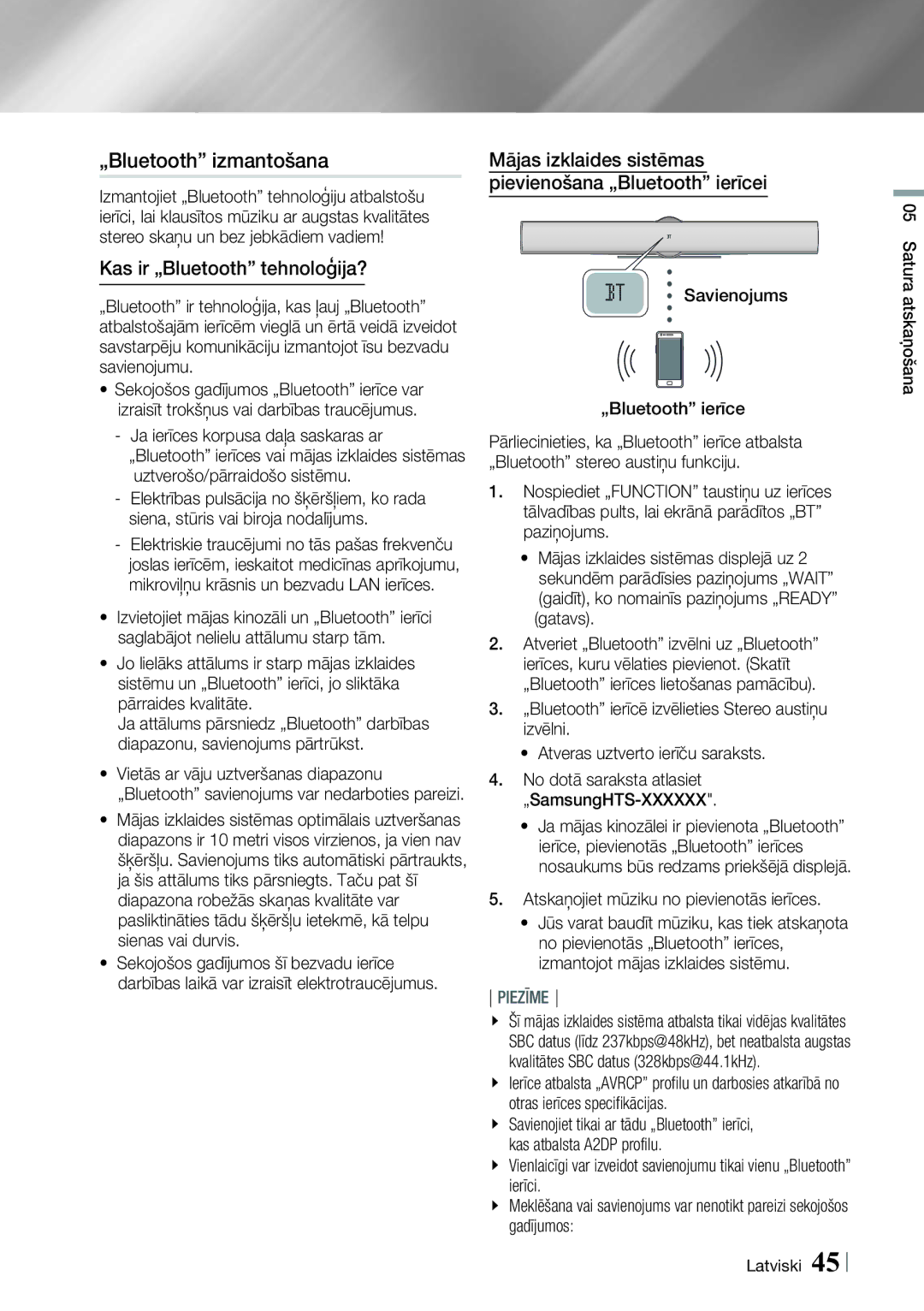 Samsung HT-E8200/EN manual „Bluetooth izmantošana, Kas ir „Bluetooth tehnoloģija? 