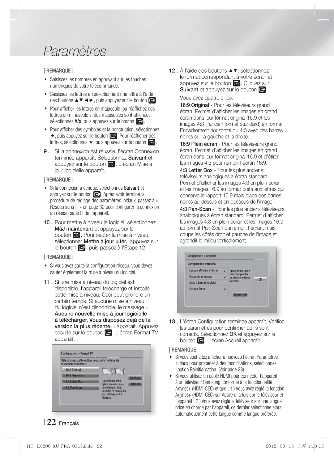 Samsung HT-E8200/XE, HT-E8200/XN, HT-E8200/EN, HT-E8200/ZF manual Si vous utilisez un câble Hdmi pour connecter lappareil 