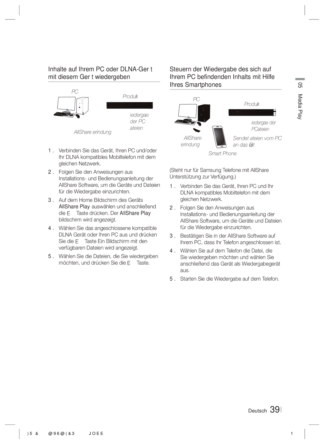 Samsung HT-ES4200/EN, HT-ES4200/XN, HT-E4200/EN, HT-E4200/ZF Produkt, PC-Dateien, An das Gerät, Wiedergabe der PC- Dateien 