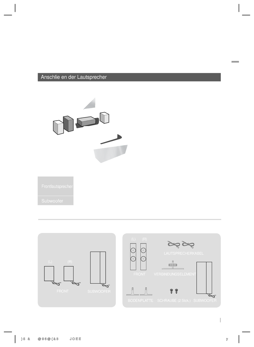 Samsung HT-ES4200/ZF manual Anschlüsse, Anschließen der Lautsprecher, Lautsprecherkomponenten, Auswahl der Hörposition 