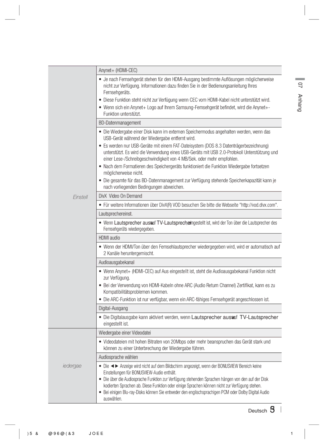 Samsung HT-ES4200/EN, HT-ES4200/XN, HT-E4200/EN, HT-E4200/ZF, HT-ES4200/ZF manual Einstell 