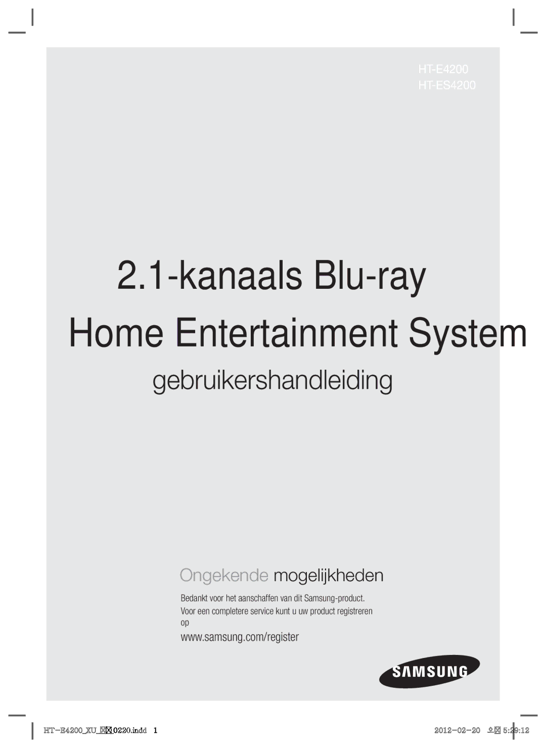 Samsung HT-E4200/ZF, HT-ES4200/XN, HT-E4200/EN, HT-ES4200/EN, HT-ES4200/ZF manual Kanaals Blu-ray 