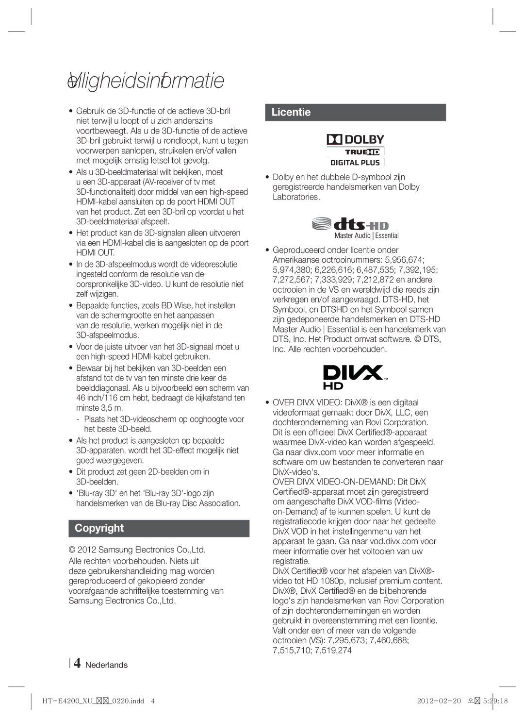 Samsung HT-E4200/EN, HT-ES4200/XN, HT-ES4200/EN, HT-E4200/ZF, HT-ES4200/ZF manual Licentie, Hdmi OUT 