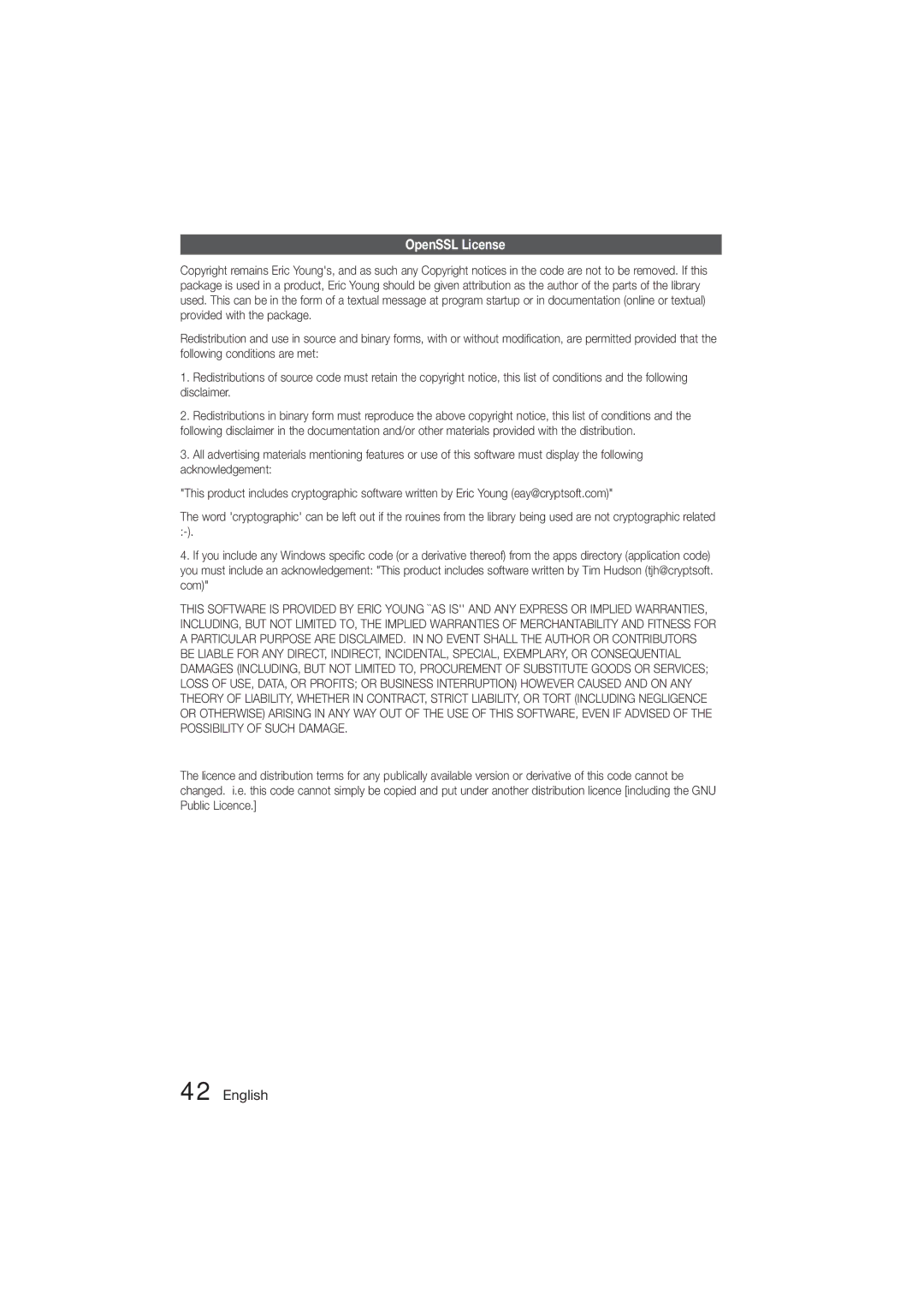 Samsung HT-ES455K/XV, HT-ES455K/SQ manual OpenSSL License 