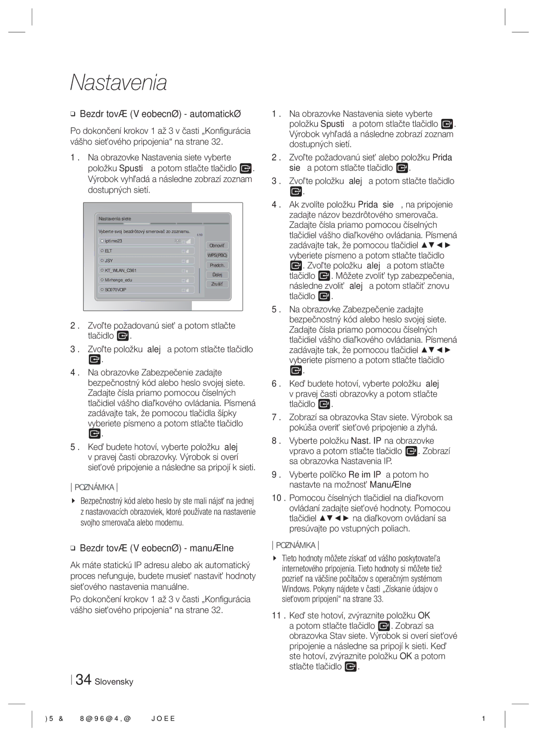 Samsung HT-ES6200/EN, HT-E6750W/EN manual Bezdrôtová Všeobecné automatické, Bezdrôtová Všeobecné manuálne 