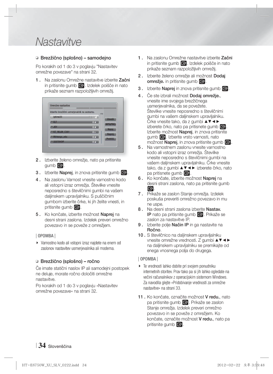 Samsung HT-ES6200/EN, HT-E6750W/EN manual Brezžično splošno samodejno 