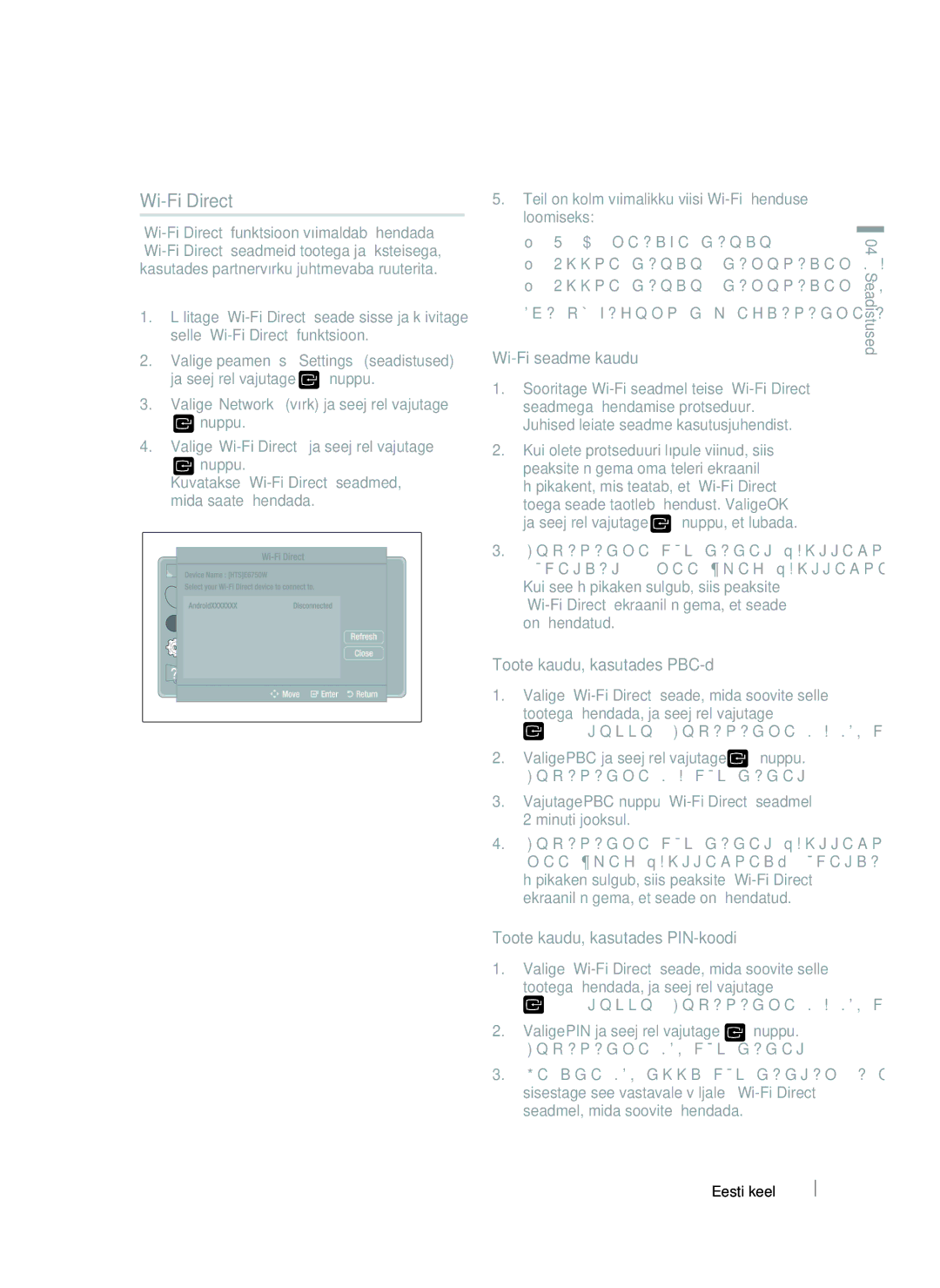 Samsung HT-E6750W/EN, HT-ES6200/EN manual Wi-Fi Direct, Toote kaudu, kasutades PIN-koodi 