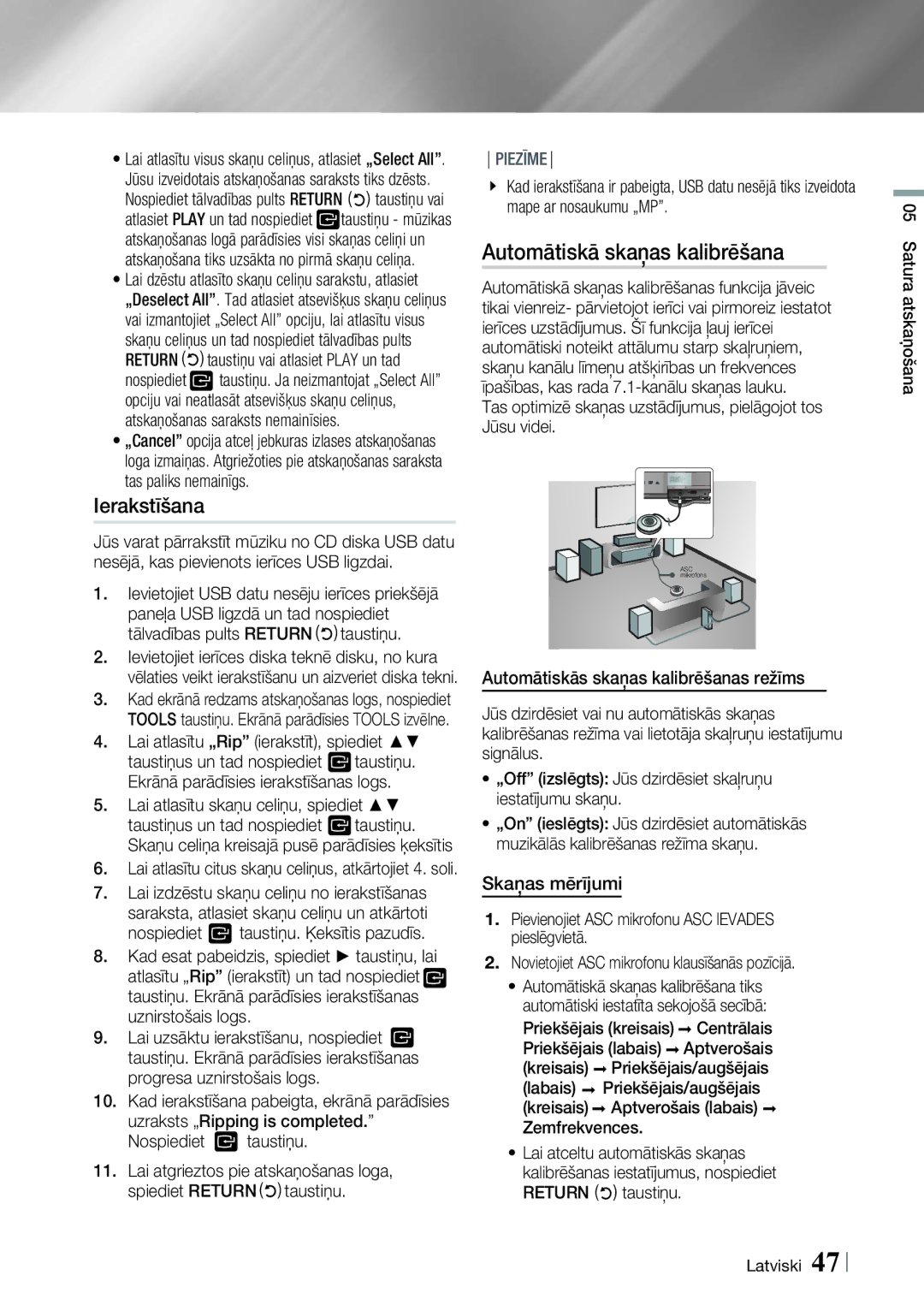 Samsung HT-E6750W/EN, HT-ES6200/EN manual Ierakstīšana, Ievietojiet USB datu nesēju ierīces priekšējā, Return taustiņu 