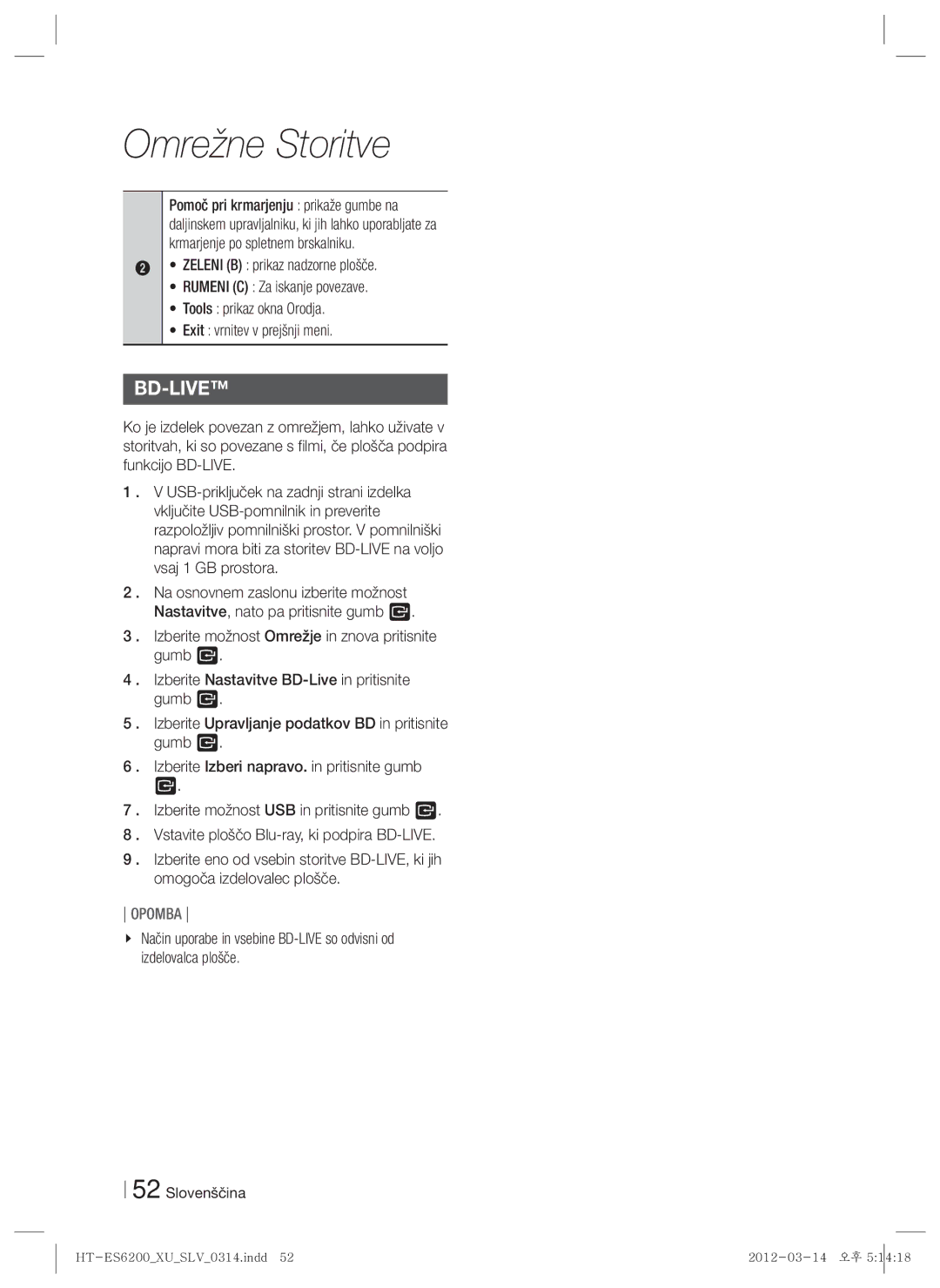 Samsung HT-ES6200/EN, HT-ES6600/EN manual Bd-Live 