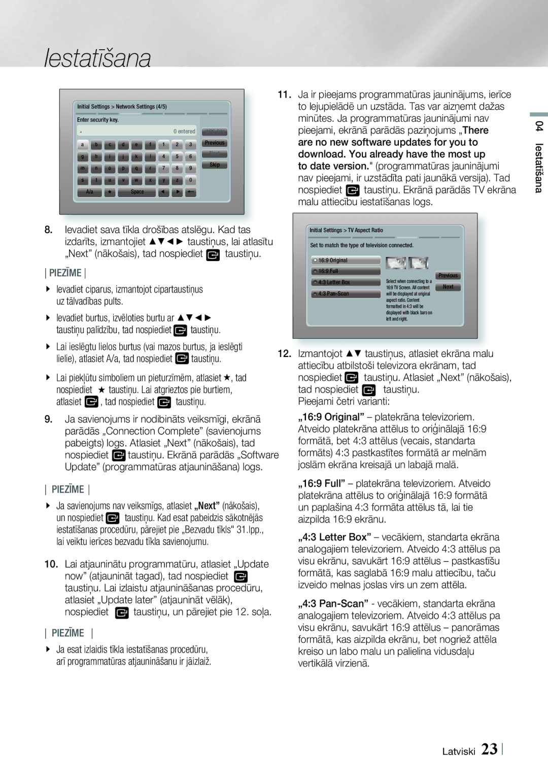 Samsung HT-ES6600/EN, HT-ES6200/EN manual Lielie, atlasiet A/a, tad nospiediet taustiņu, Atlasiet , tad nospiediet taustiņu 