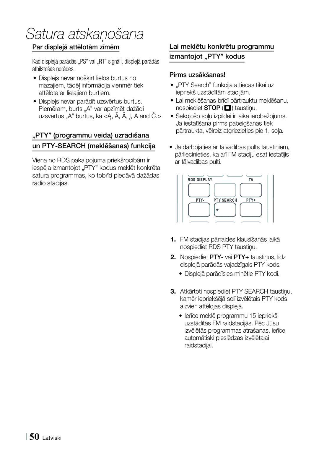 Samsung HT-ES6200/EN, HT-ES6600/EN manual Par displejā attēlotām zīmēm 