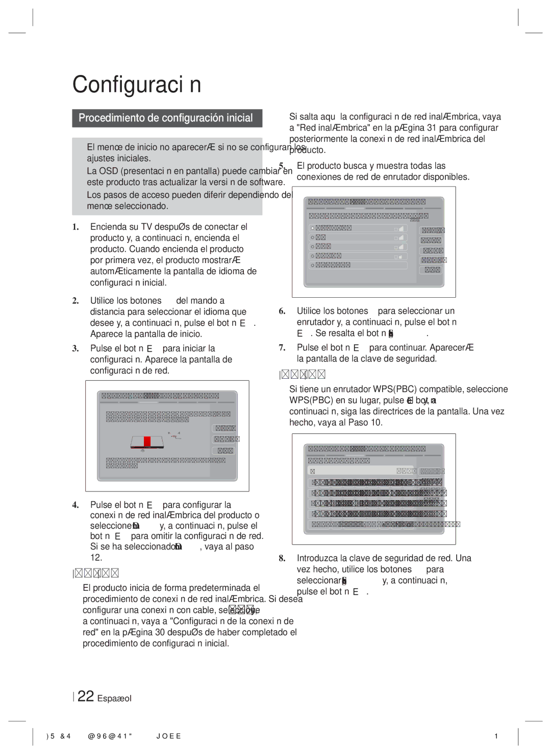 Samsung HT-ES6200/ZF, HT-ES6600/ZF manual Configuración, Procedimiento de configuración inicial 