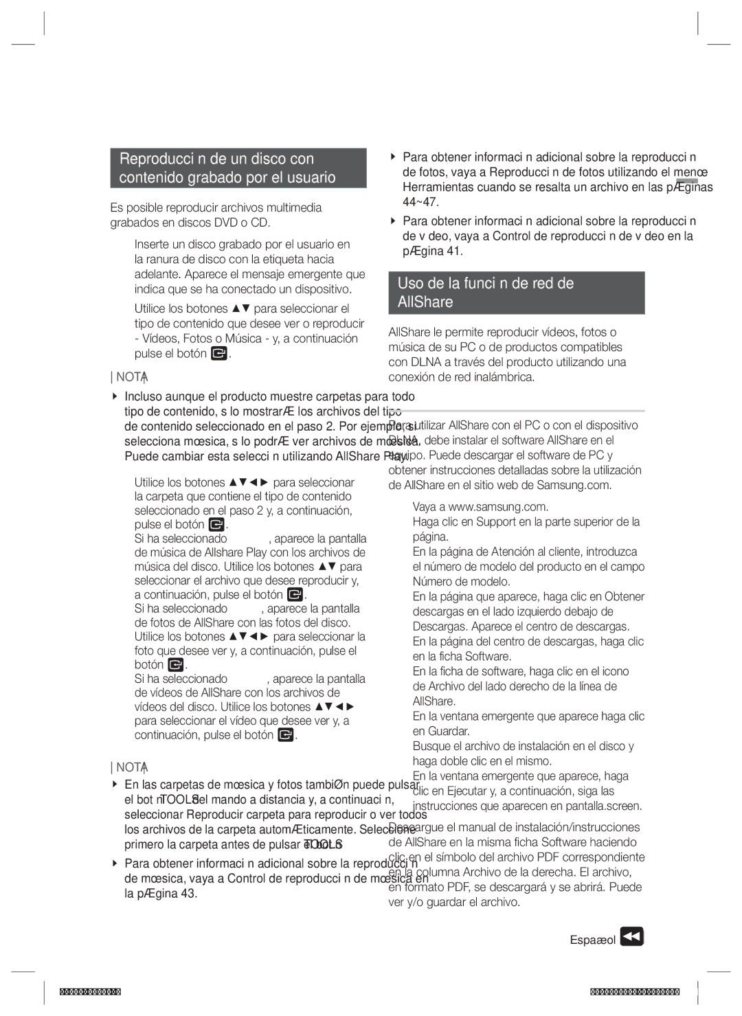 Samsung HT-ES6600/ZF, HT-ES6200/ZF manual Uso de la función de red de AllShare, Para descargar el software de AllShare 