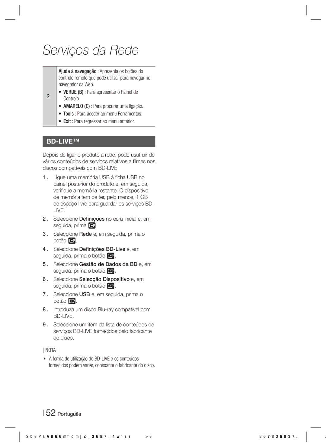 Samsung HT-ES6200/ZF, HT-ES6600/ZF manual Bd-Live 