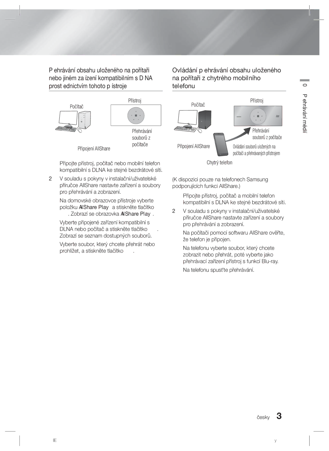 Samsung HT-ES8200/EN manual Na počítači z chytrého mobilního, Prostřednictvím tohoto přístroje Telefonu 