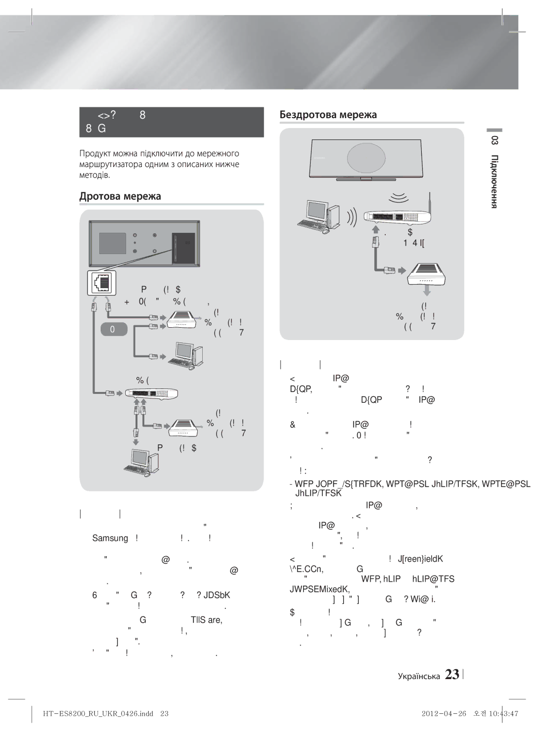 Samsung HT-ES8200/RU manual Підключення до мережного, Маршрутизатора, Дротова мережа 