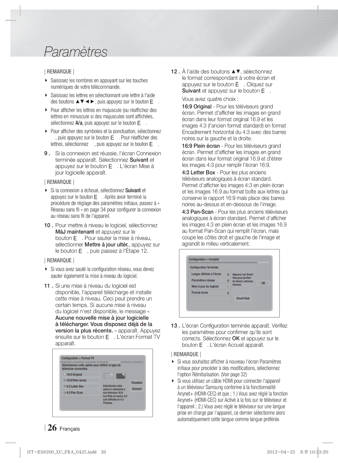 Samsung HT-ES8200/ZF manual Si vous utilisez un câble Hdmi pour connecter lappareil 