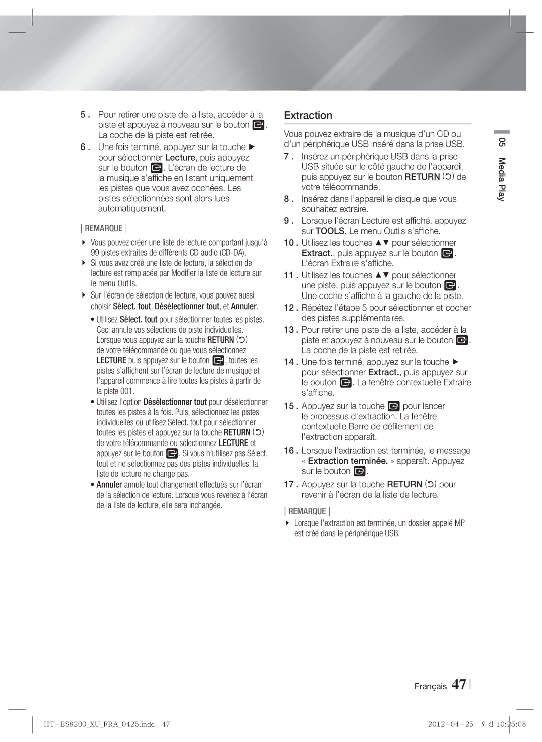 Samsung HT-ES8200/ZF manual Extraction 