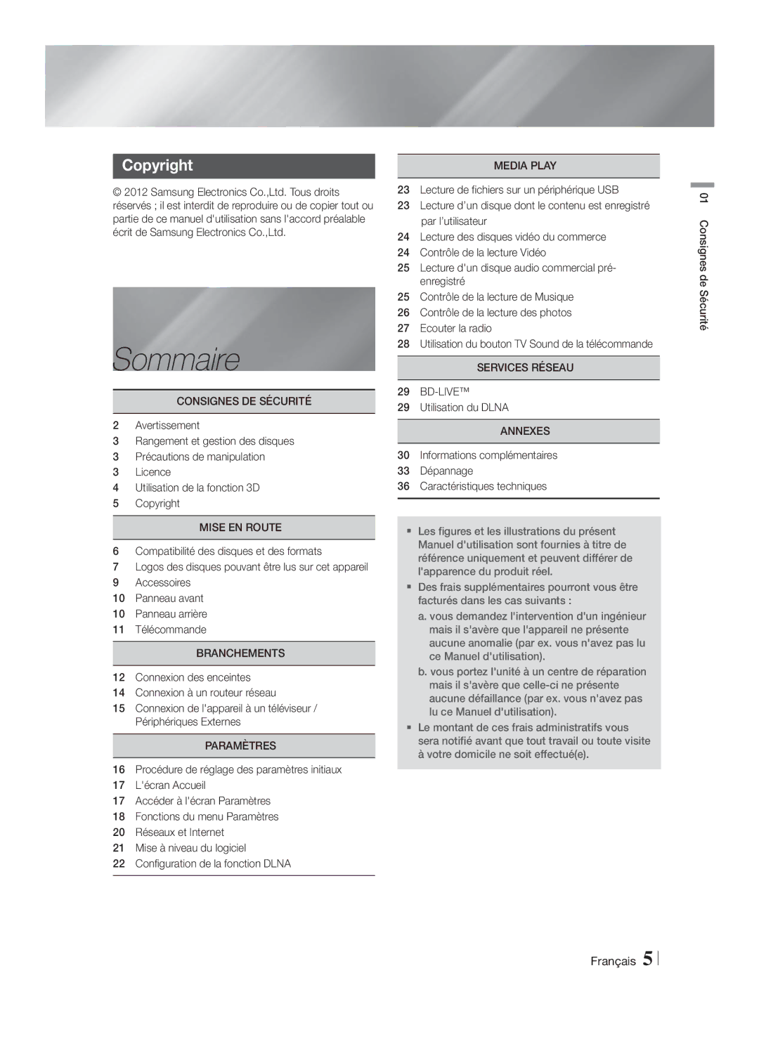 Samsung HT-F4200/ZF, HT-F4200/EN manual Sommaire 