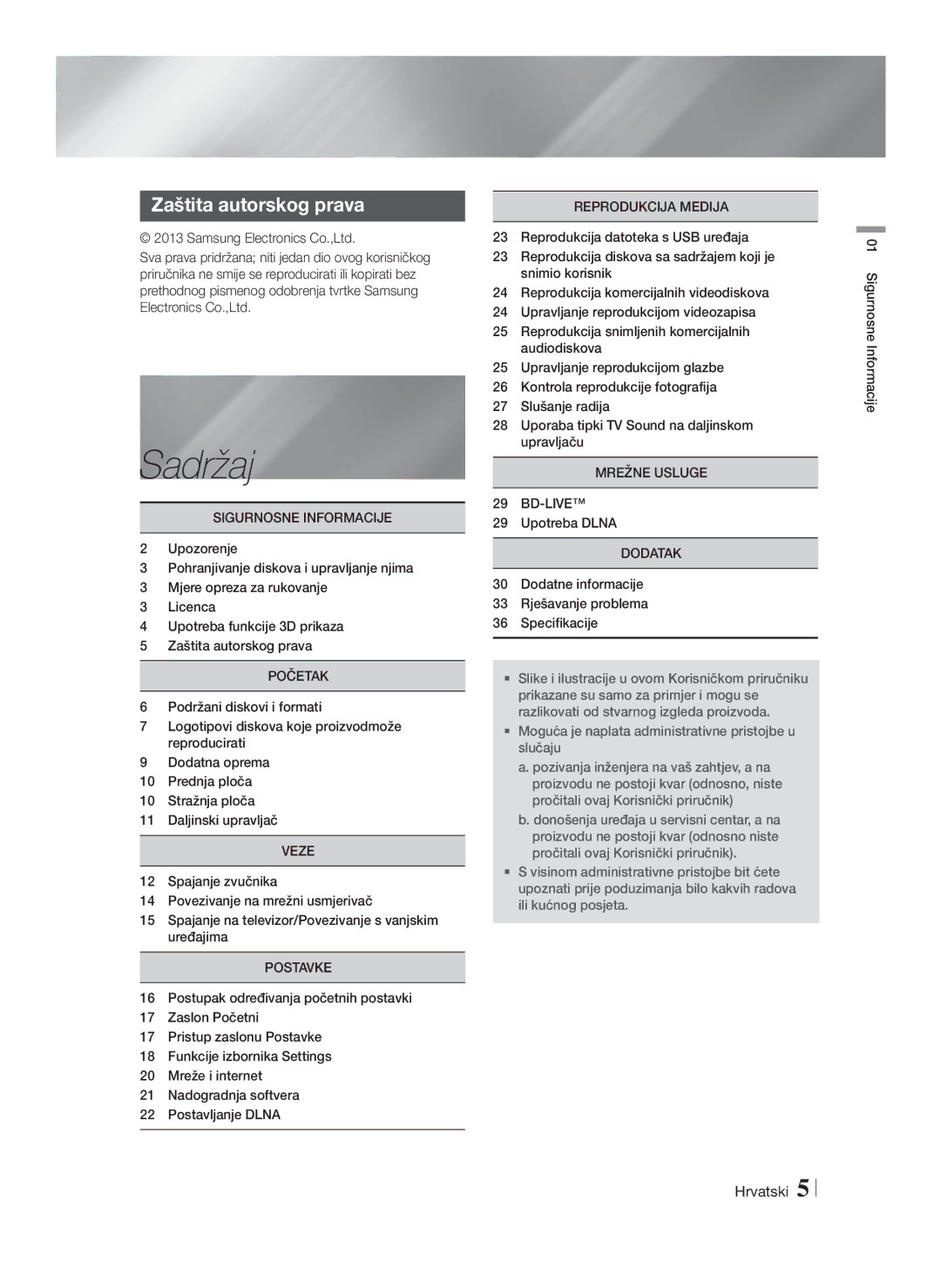 Samsung HT-F4200/EN manual Zaštita autorskog prava, Veze, Postavke, Mrežne Usluge BD-LIVE 