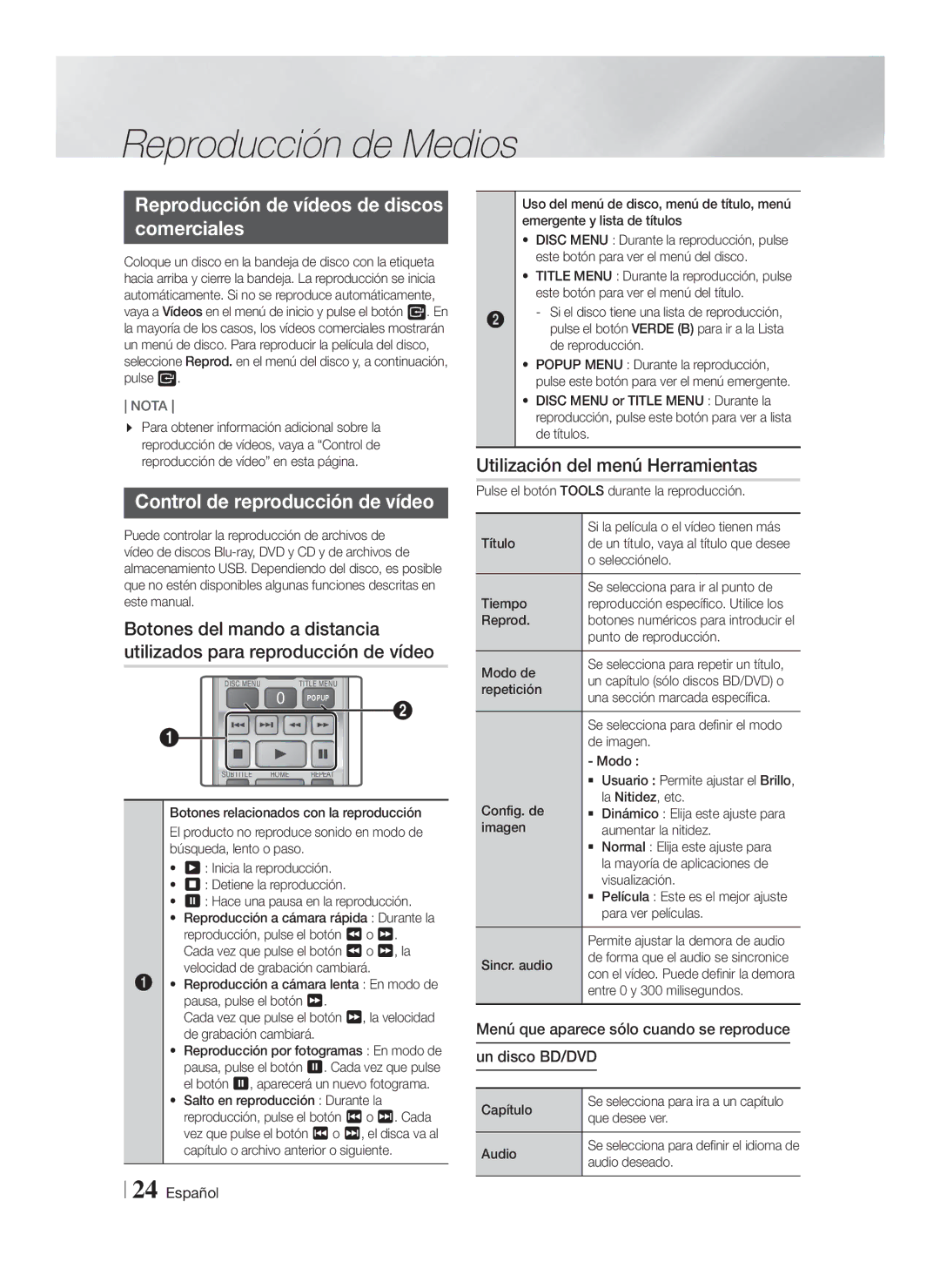 Samsung HT-F4200/ZF manual Reproducción de vídeos de discos Comerciales, Control de reproducción de vídeo 