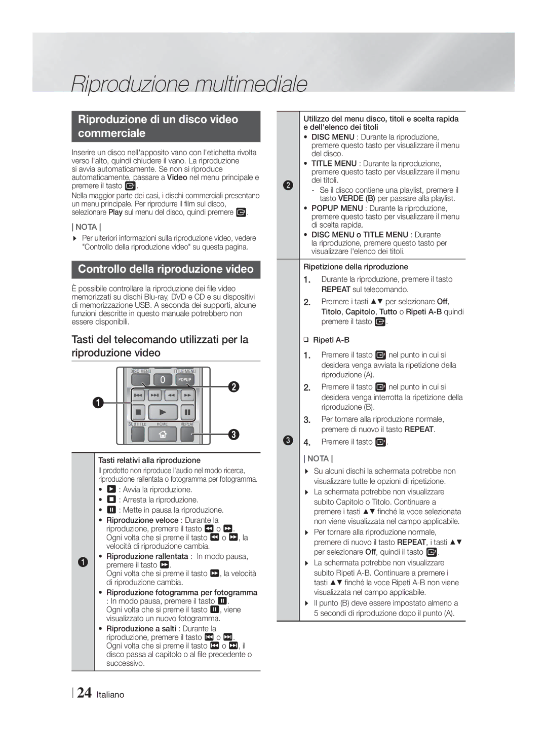 Samsung HT-F4500/EN, HT-F4500/TK manual Riproduzione di un disco video Commerciale, Controllo della riproduzione video 