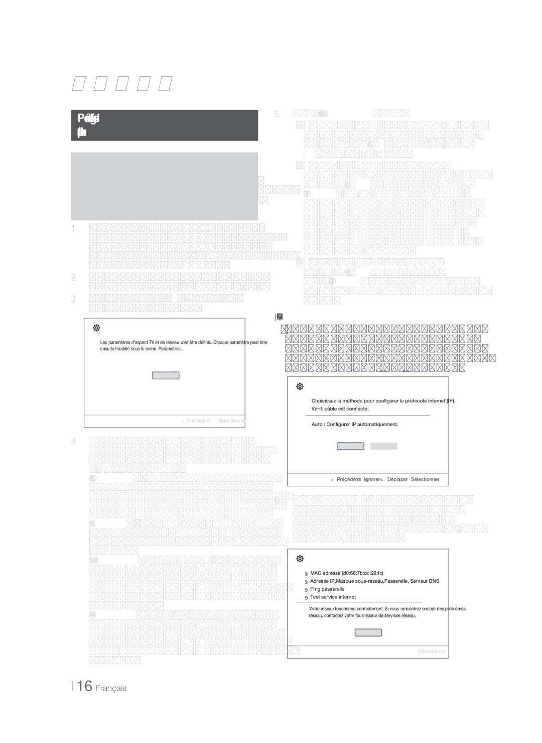 Samsung HT-F4500/TK, HT-F4550/TK manual Procédure de réglage des Paramètres initiaux, Lécran Réseau Câblé apparaît 