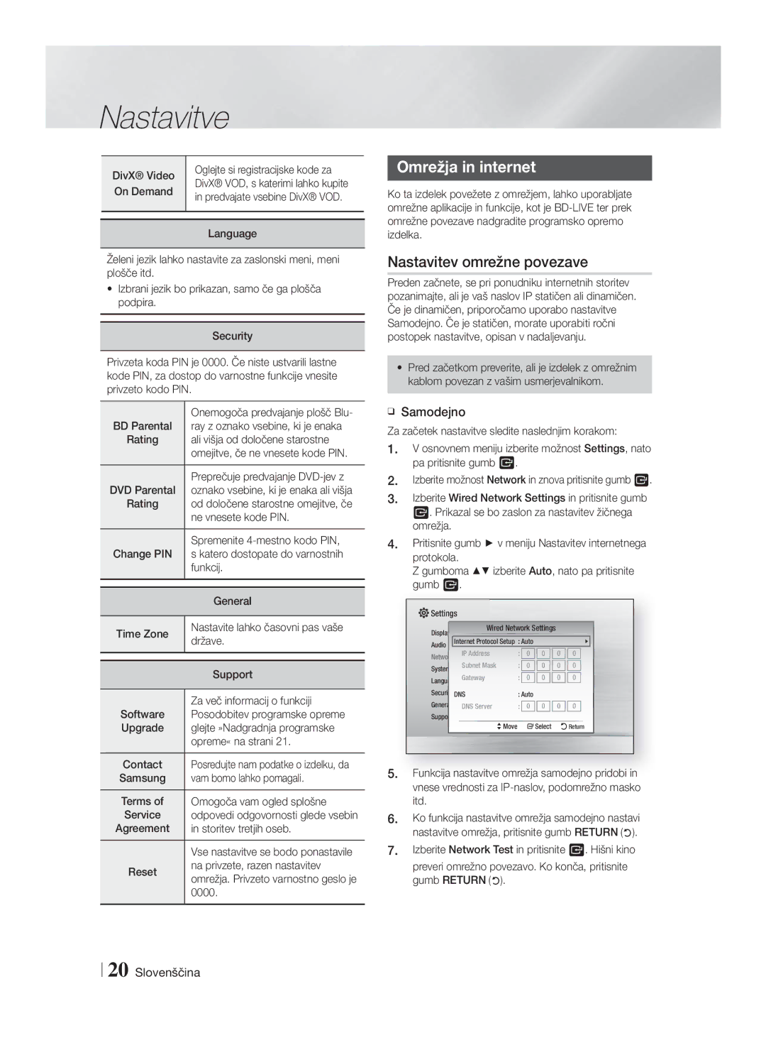 Samsung HT-F4550/EN, HT-F4500/EN manual Omrežja in internet, Nastavitev omrežne povezave, Samodejno 