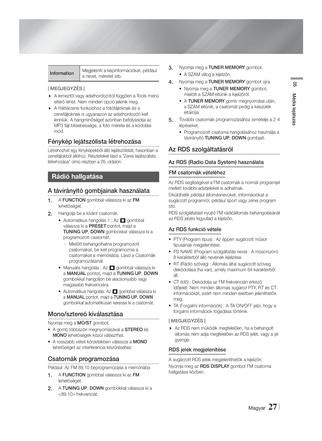 Samsung HT-F4500/EN, HT-F4550/EN manual Rádió hallgatása 