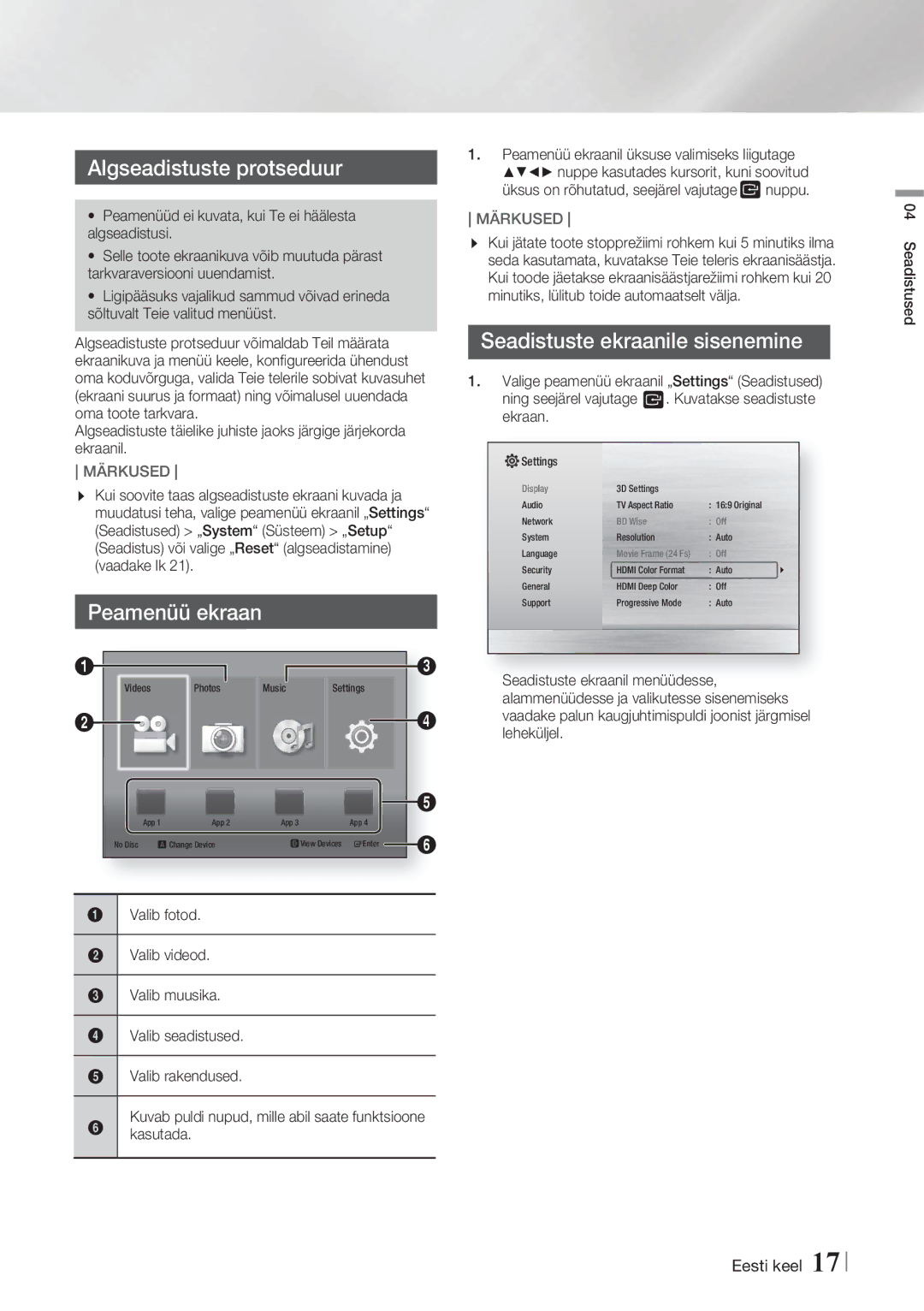 Samsung HT-F4500/EN, HT-F4550/EN manual Üksus on rõhutatud, seejärel vajutage, Ekraan 