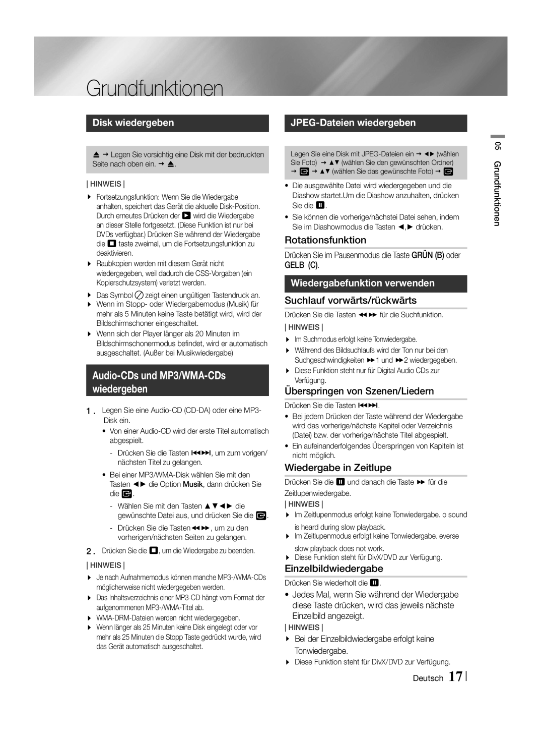 Samsung HT-F455/EN Grundfunktionen, Audio-CDs und MP3/WMA-CDs Wiedergeben, Disk wiedergeben, JPEG-Dateien wiedergeben 