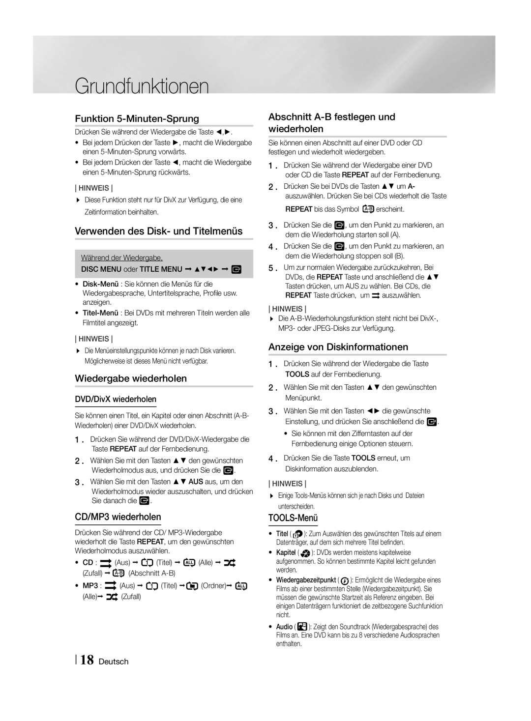 Samsung HT-F455/TK, HT-F455/EN manual Verwenden des Disk- und Titelmenüs 