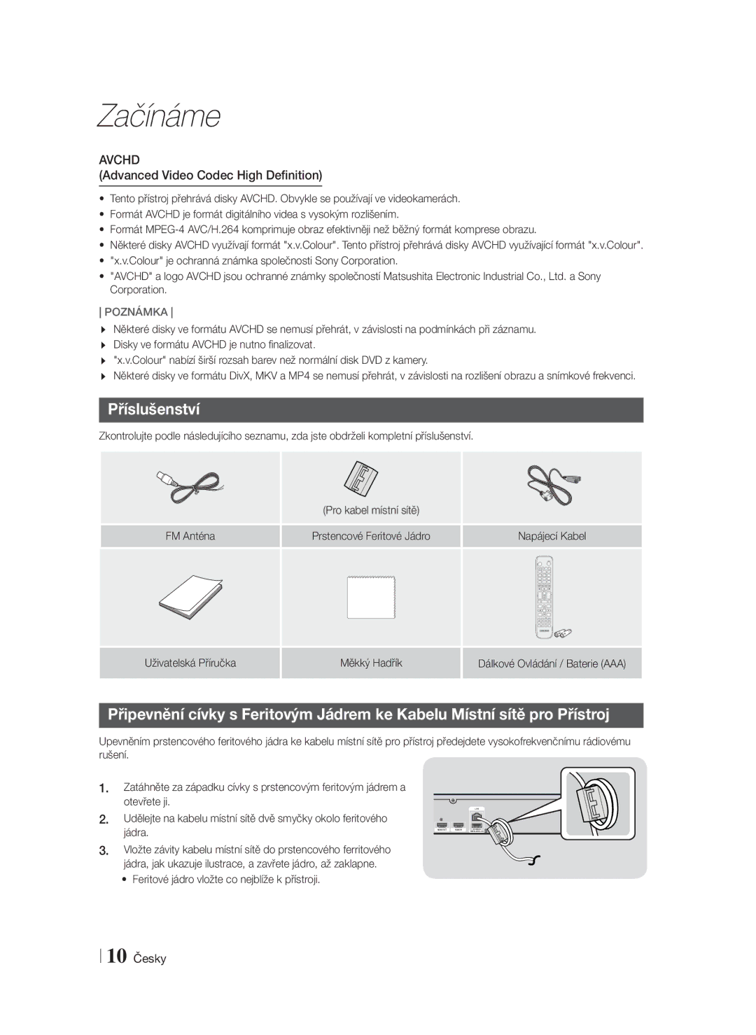 Samsung HT-F5200/EN manual Příslušenství, Colour je ochranná známka společnosti Sony Corporation 