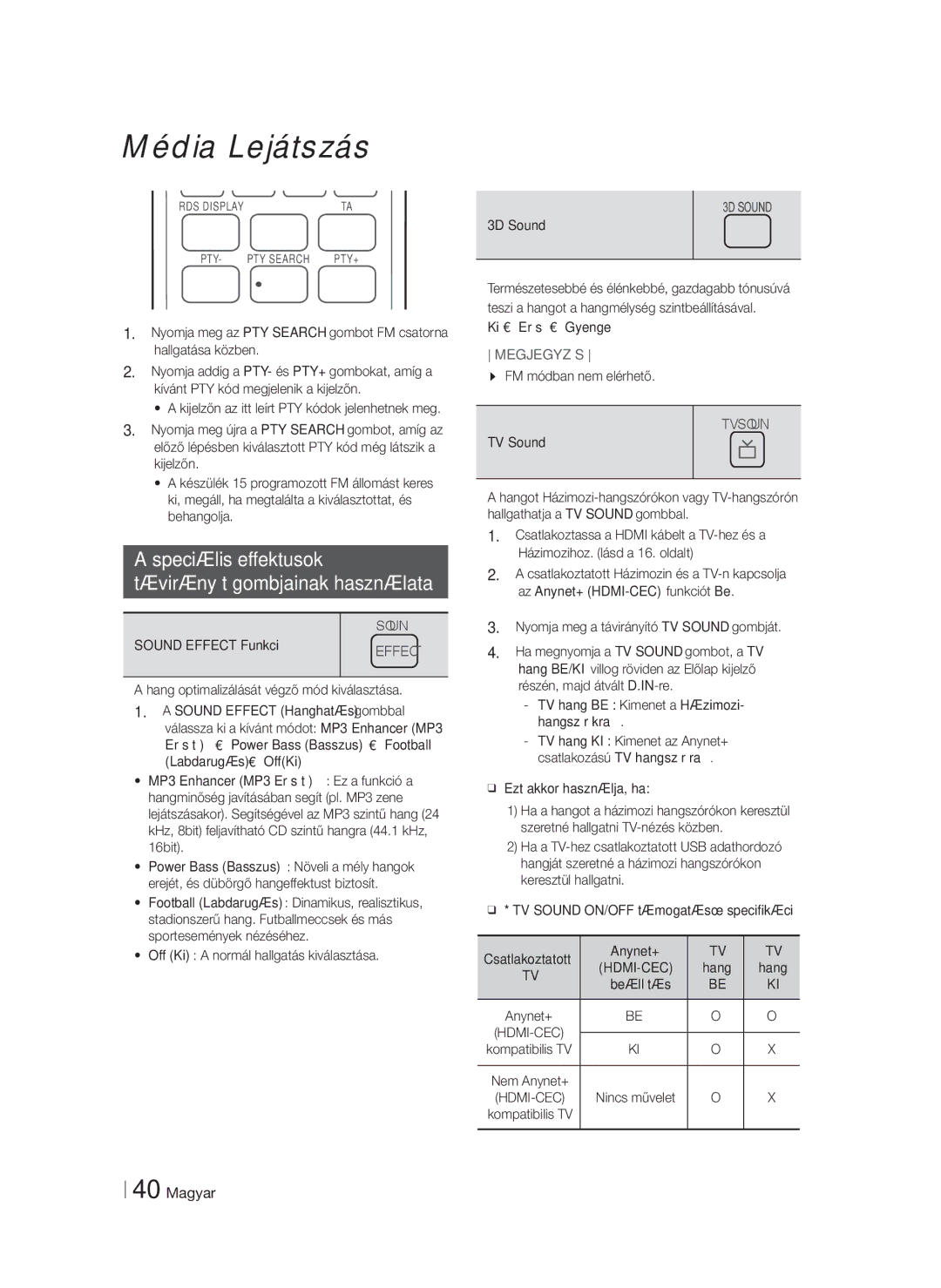 Samsung HT-F5200/EN manual Speciális effektusok Távirányítógombjainak használata 