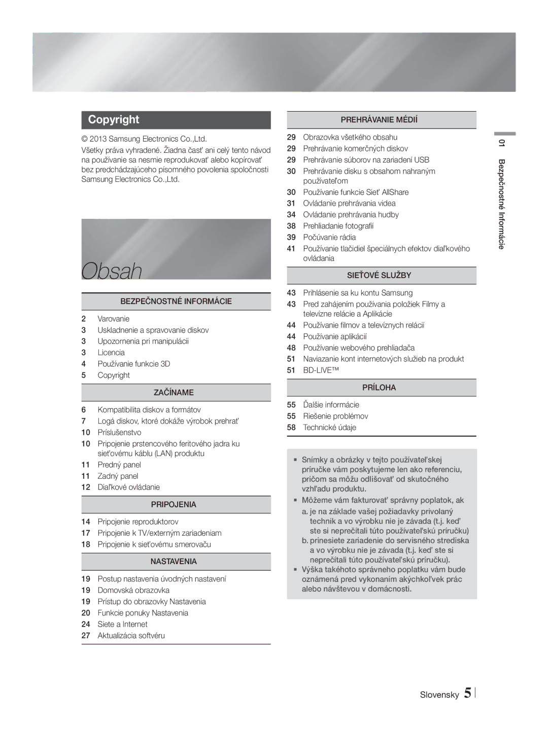 Samsung HT-F5550/EN, HT-F5500/EN, HT-F5530/EN manual Obsah 