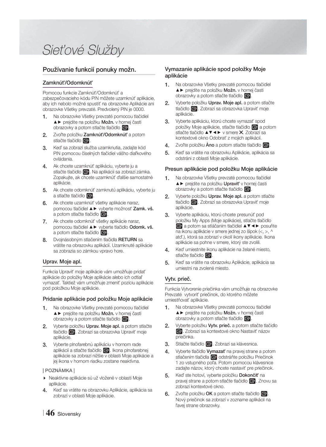 Samsung HT-F5530/EN, HT-F5500/EN, HT-F5550/EN manual Používanie funkcií ponuky možn 