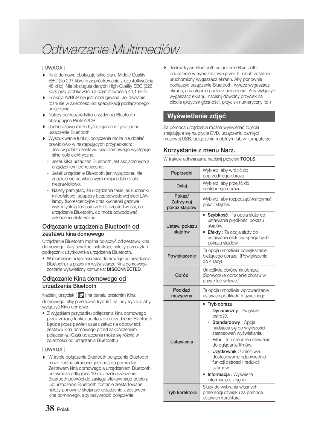 Samsung HT-F5550/EN, HT-F5500/EN, HT-F5530/EN manual Wyświetlanie zdjęć 