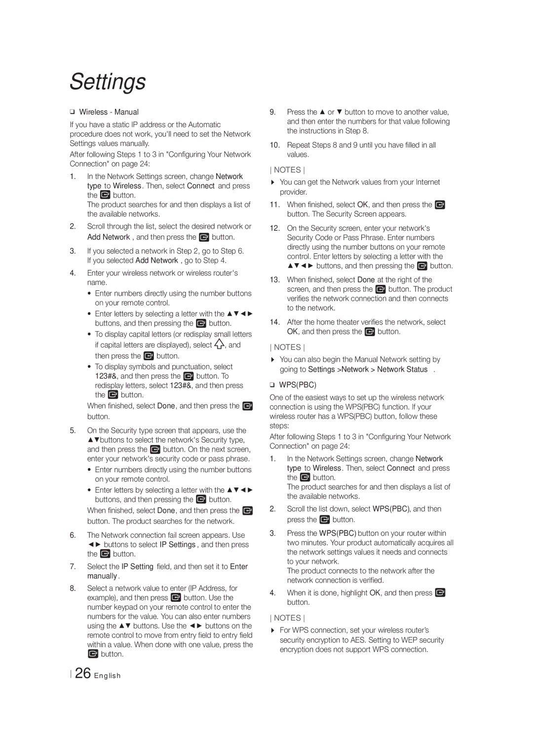 Samsung HT-F5500W, HTF5500WZA user manual Settings 