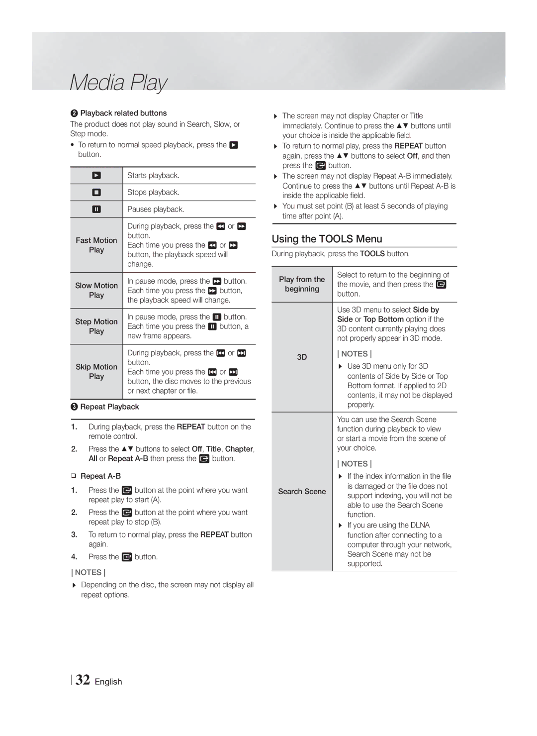 Samsung HT-F5550K/SJ manual Using the Tools Menu 