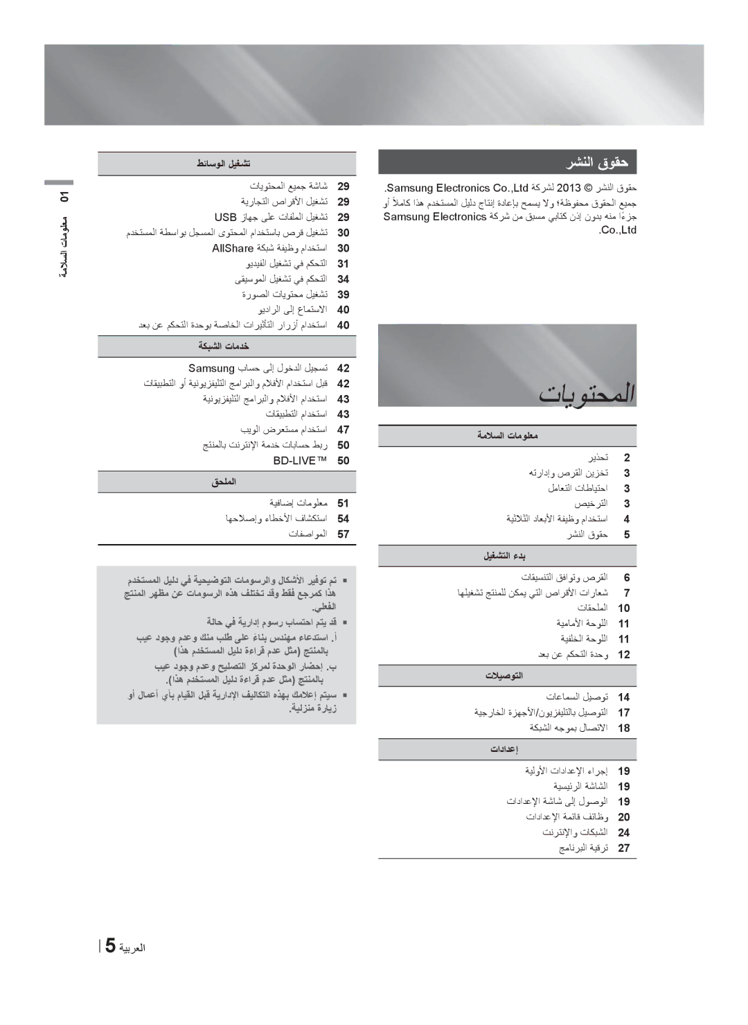 Samsung HT-F5550K/SJ manual ﺭﺷﻧﻟﺍ ﻕﻭﻘﺣ, ﻕﺣﻠﻣﻟﺍ ﺔﻳﻓﺎﺿﺇ ﺕﺎﻣﻭﻠﻌﻣ ﺎﻬﺣﻼﺻﺇﻭ ءﺎﻁﺧﻷﺍ ﻑﺎﺷﻛﺗﺳﺍ ﺕﺎﻔﺻﺍﻭﻣﻟﺍ 