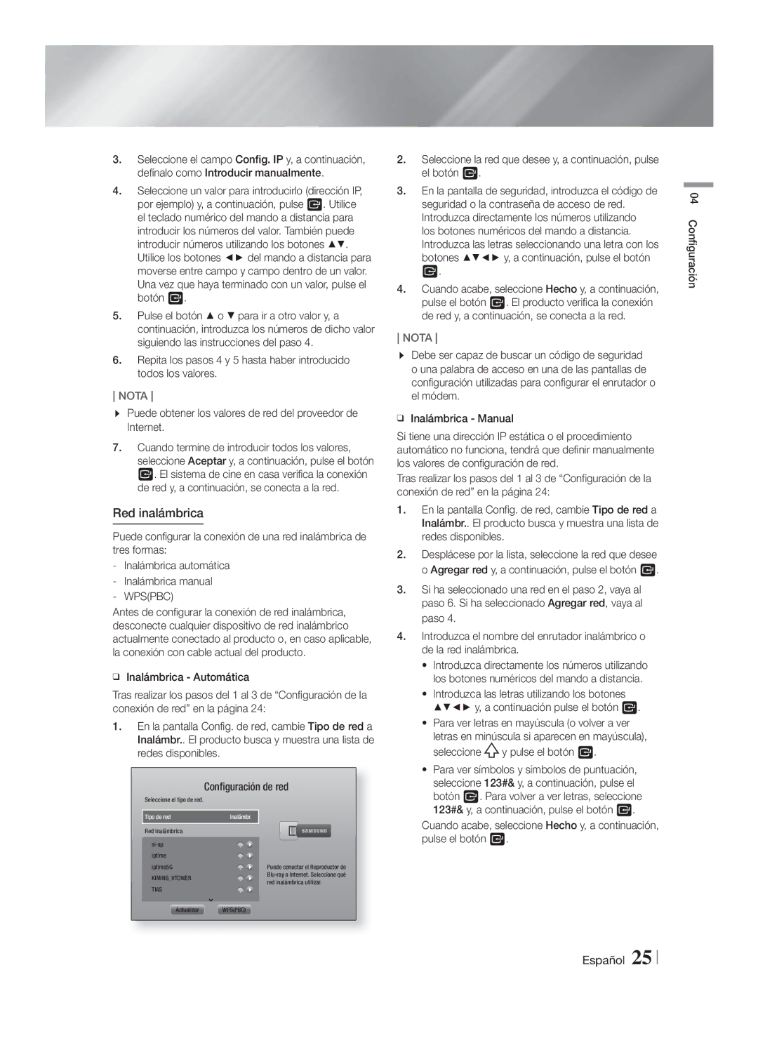 Samsung HT-F5500/ZF, HT-F5550/ZF, HT-F5530/ZF manual Red inalámbrica 