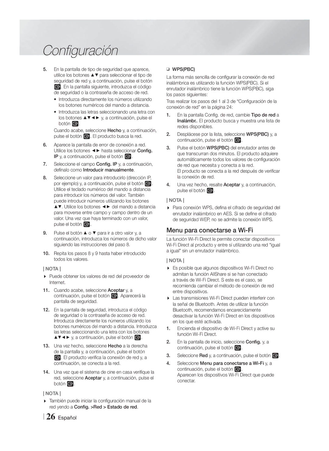 Samsung HT-F5530/ZF, HT-F5550/ZF, HT-F5500/ZF manual Menu para conectarse a Wi-Fi 