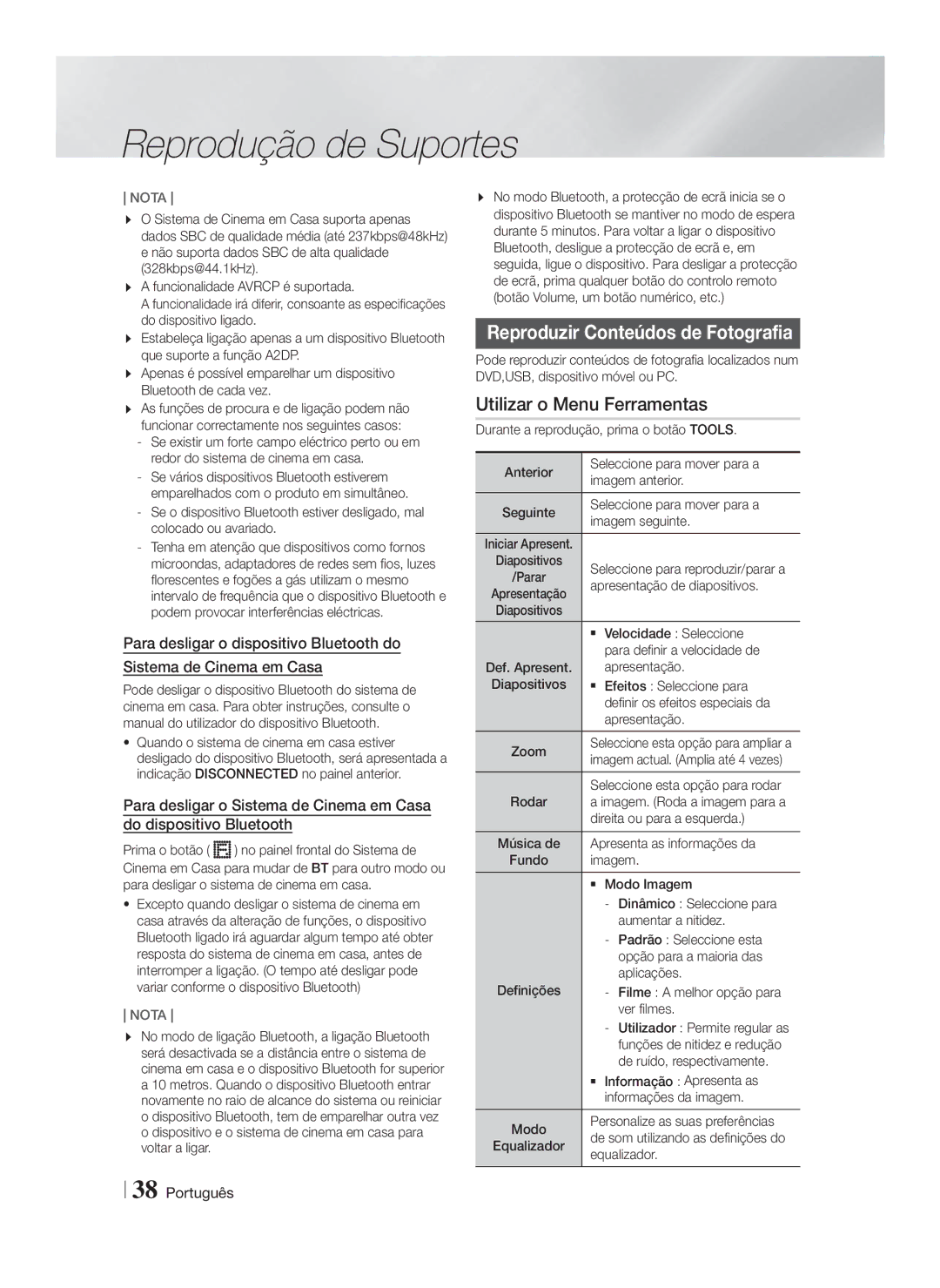 Samsung HT-F5530/ZF, HT-F5550/ZF, HT-F5500/ZF manual Reproduzir Conteúdos de Fotografia 