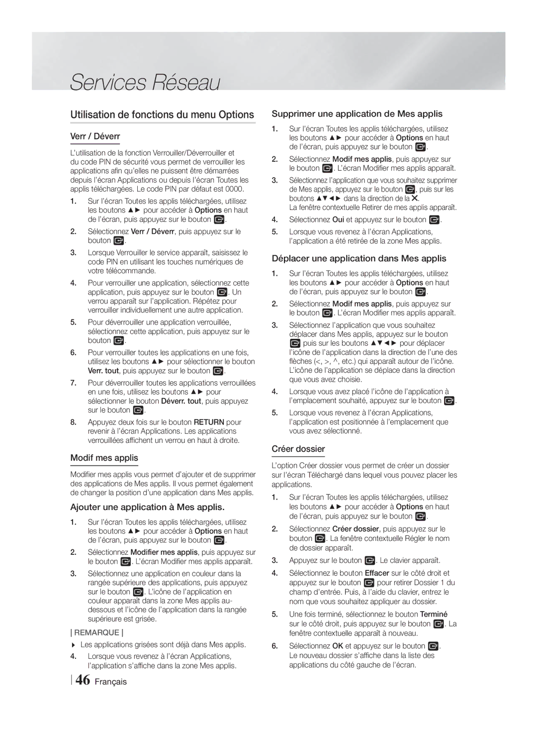 Samsung HT-F5500/ZF, HT-F5550/ZF, HT-F5530/ZF manual Utilisation de fonctions du menu Options 