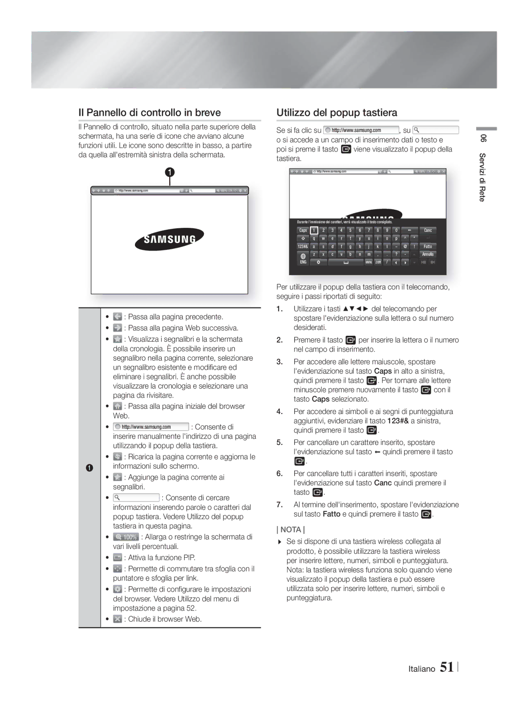 Samsung HT-F6550W/ZF, HT-F6500/EN, HT-F6500/ZF, HT-F6550W/SJ Il Pannello di controllo in breve, Utilizzo del popup tastiera 