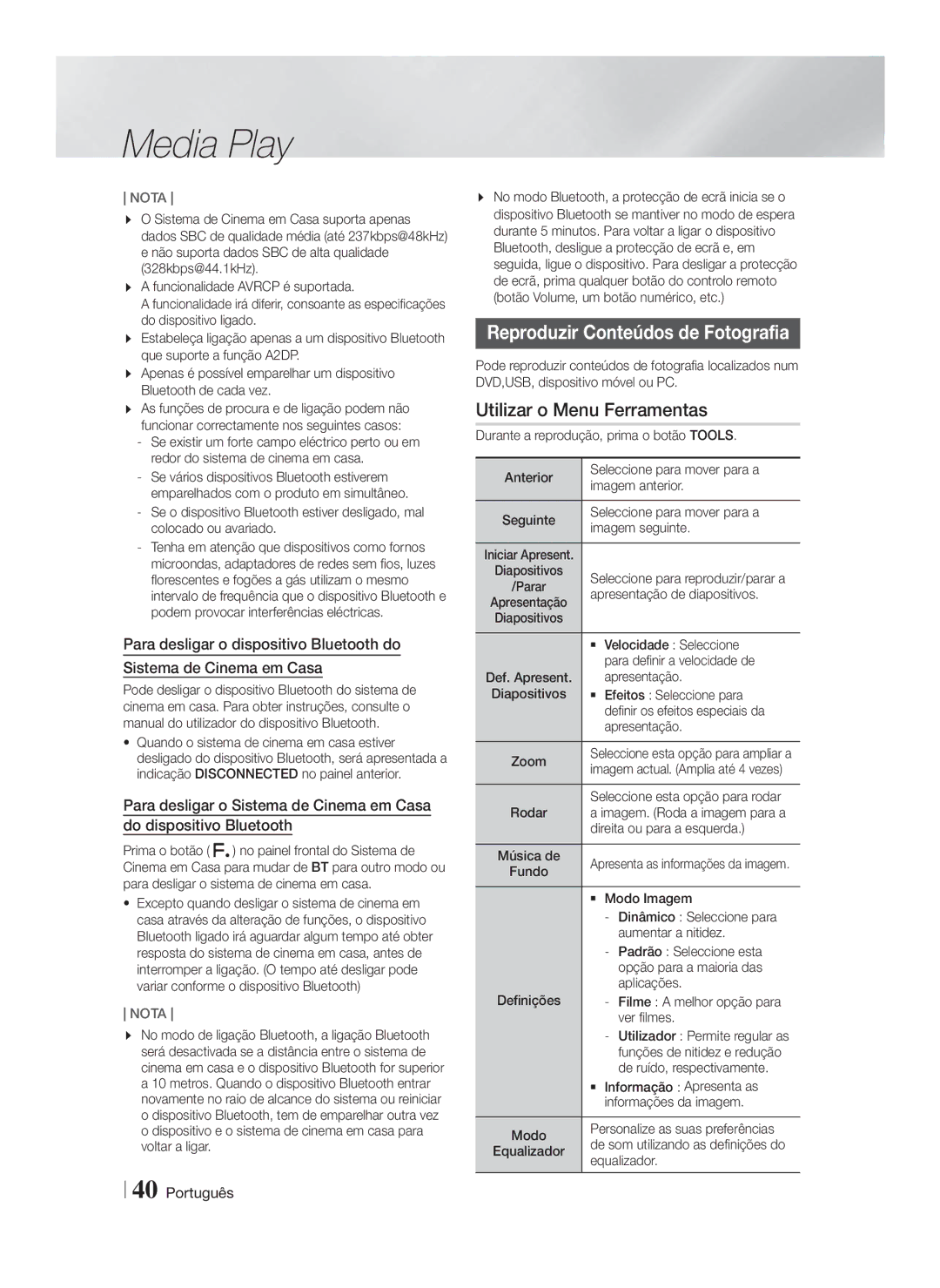 Samsung HT-F6500/ZF, HT-F6500/EN, HT-F6550W/ZF, HT-F6550W/SJ manual Reproduzir Conteúdos de Fotografia 