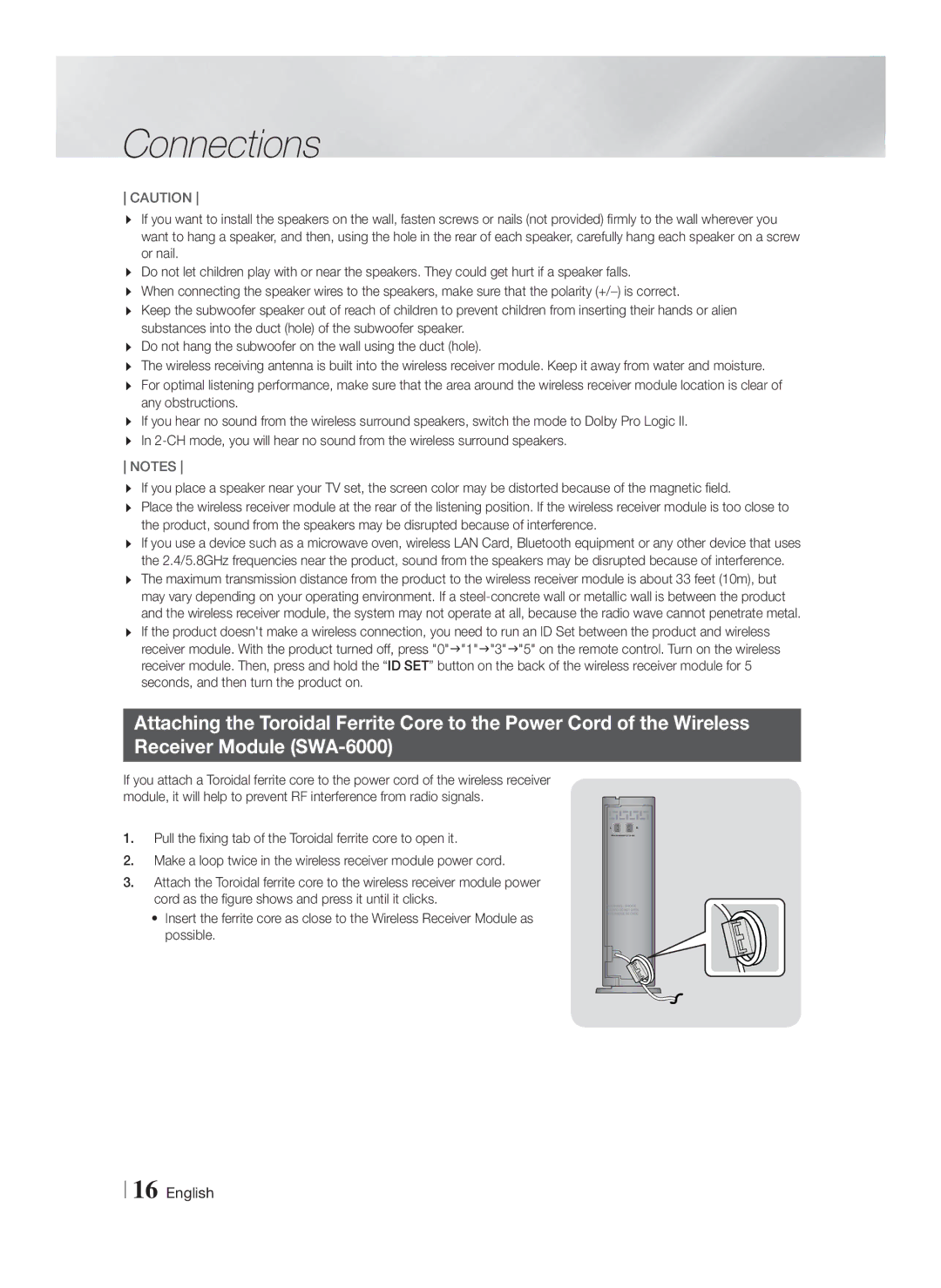 Samsung HT-F6500W, HTF6500WZA user manual Connections 