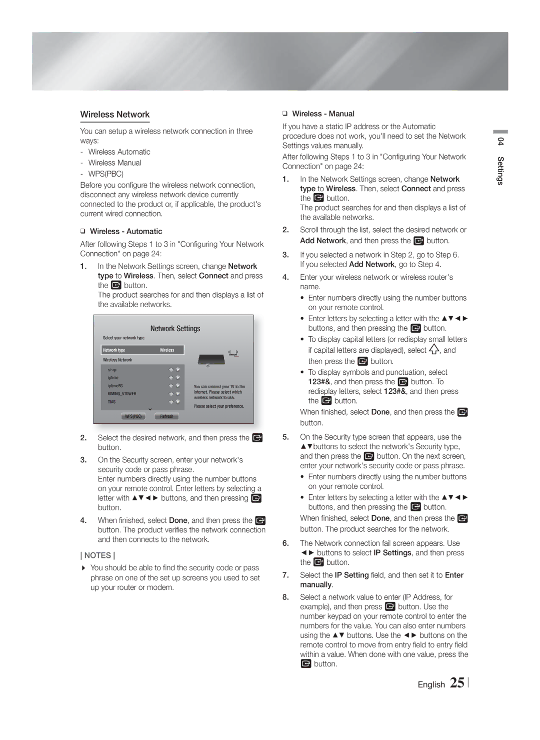 Samsung HTF6500WZA, HT-F6500W user manual Wireless Network, Wpspbc 