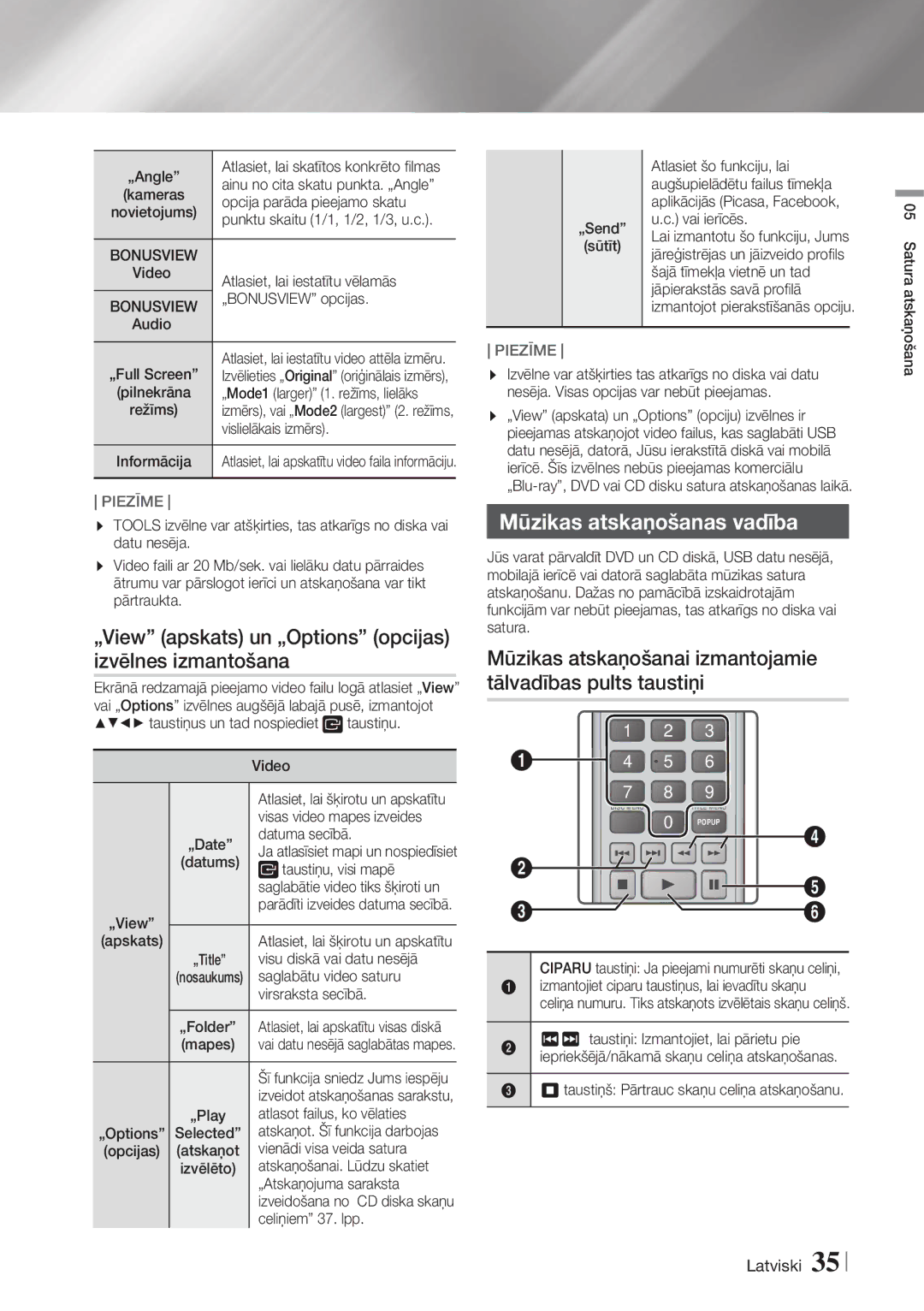 Samsung HT-F6500/EN, HT-F6550W/EN manual „View apskats un „Options opcijas izvēlnes izmantošana, Mūzikas atskaņošanas vadība 