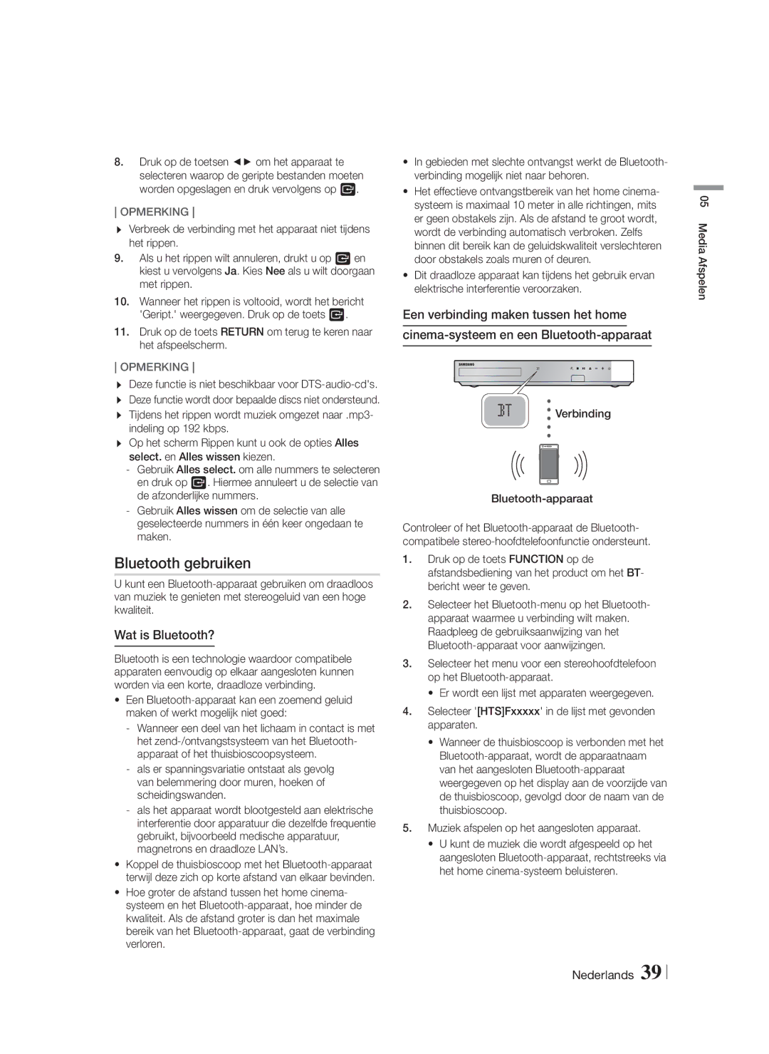 Samsung HT-F6500/XN, HT-F6550W/EN, HT-F6530W/EN manual Bluetooth gebruiken, Wat is Bluetooth?, Verbinding Bluetooth-apparaat 